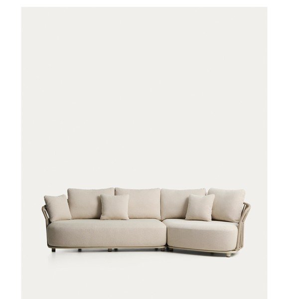 Bēšs/pelēkbrūns polsterēts dārza dīvāns Osani – Kave Home-image-2