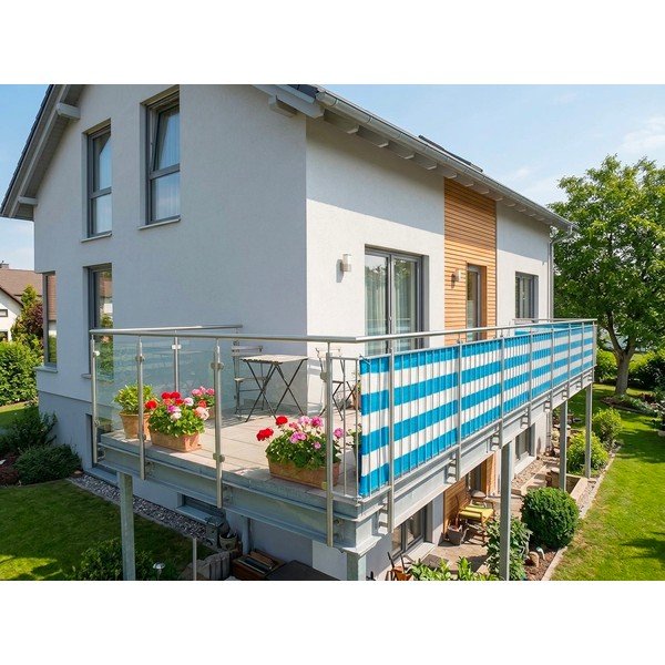 Balts/zils plastmasas balkona aizslietnis 500x90 cm – Garden Pleasure