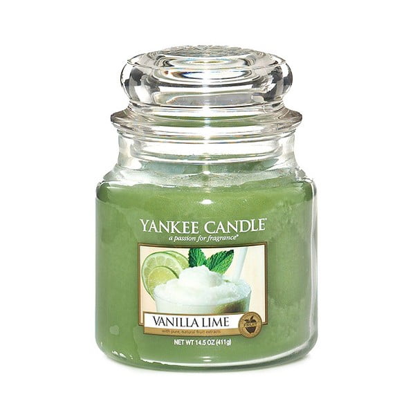 Yankee Candle aromātiskā svece Vanilla with Lime, degšanas laiks 65 - 90 stundas