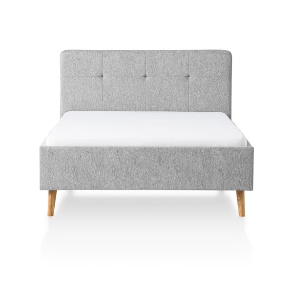 Gaiši pelēka polsterēta divvietīga gulta bez režģa 140x200 cm Smart – Meise Möbel-image-3