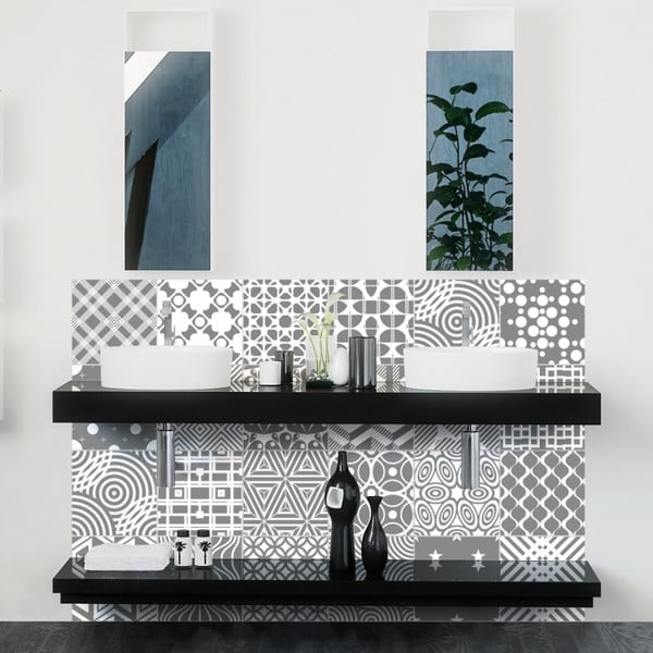 24 sienas uzlīmju komplekts Ambiance Modern Tiles, 10 x 10 cm