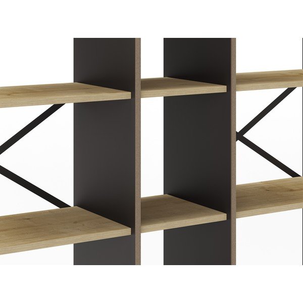 Dabīga toņa grāmatplaukts ar ozolkoka imitāciju 143,5x175 cm Ara – Marckeric-image-4