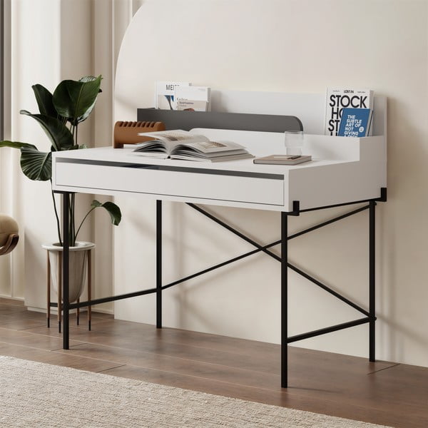 Darba galds ar izvelkamu virsmu 60x113 cm Lila – Marckeric-image-1