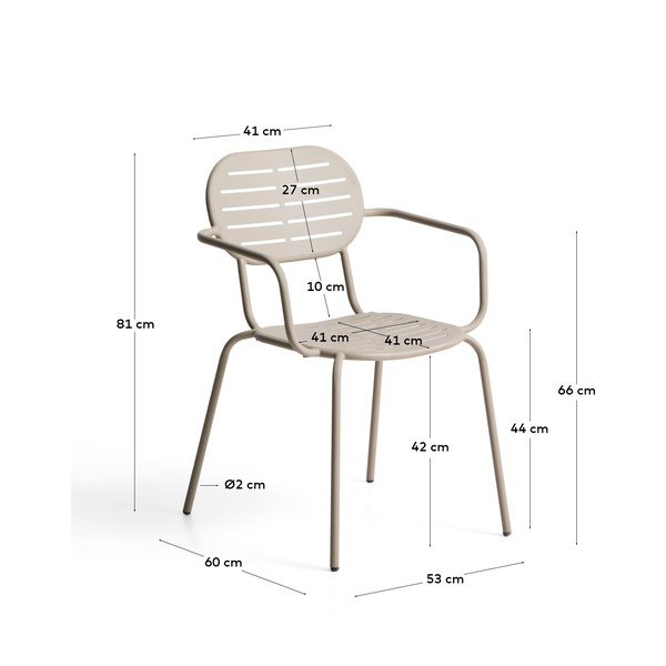 Pelēkbrūns metāla dārza krēsls Brai – Kave Home-image-4