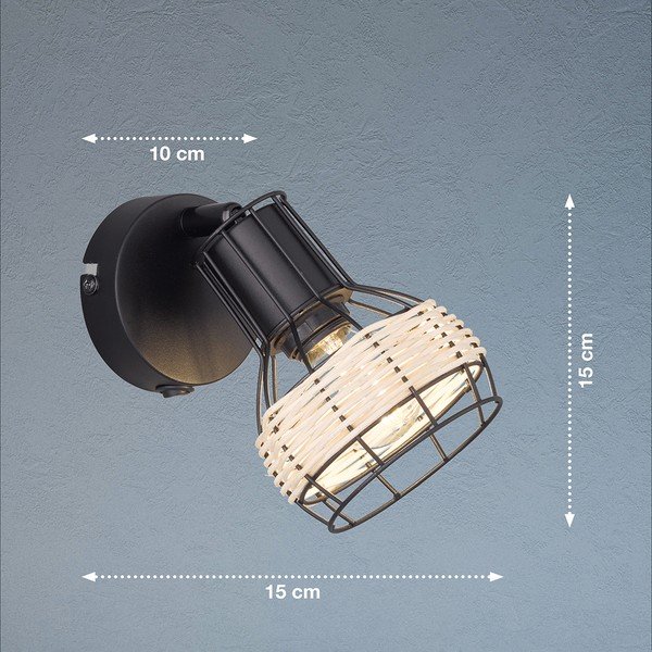 Melna sienas lampa Straw – Fischer & Honsel-image-2