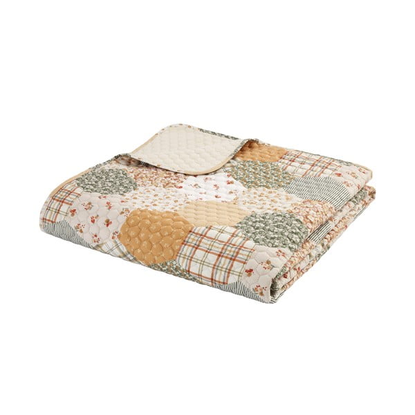 Dzeltens/bēšs stepēts gultas pārklājs 220x230 cm Floral Patchwork – Catherine Lansfield-image-2