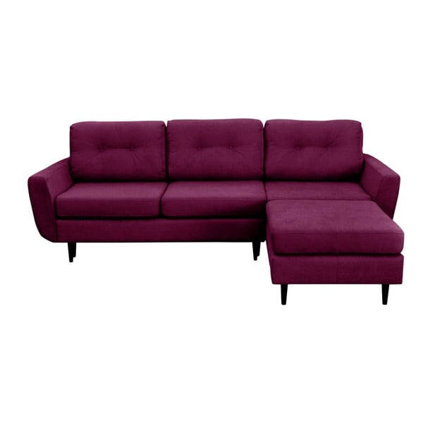 Violets trīsvietīgs izlaižams stūra dīvāns ar melnām kājām Mazzini Sofas Hortensia, labais stūris