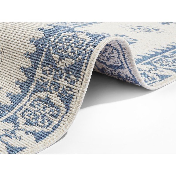 Zils un krēmkrāsas āra paklājs NORTHRUGS Duque, 80 x 250 cm-image-1