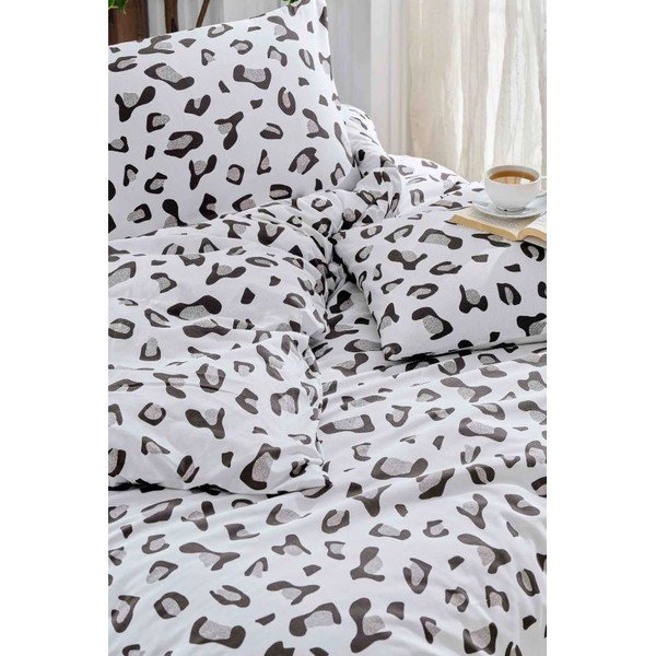 Balta/pelēka divguļamā gultas veļa no ranforce kokvilnas ar palagu 200x220 cm – Mila Home