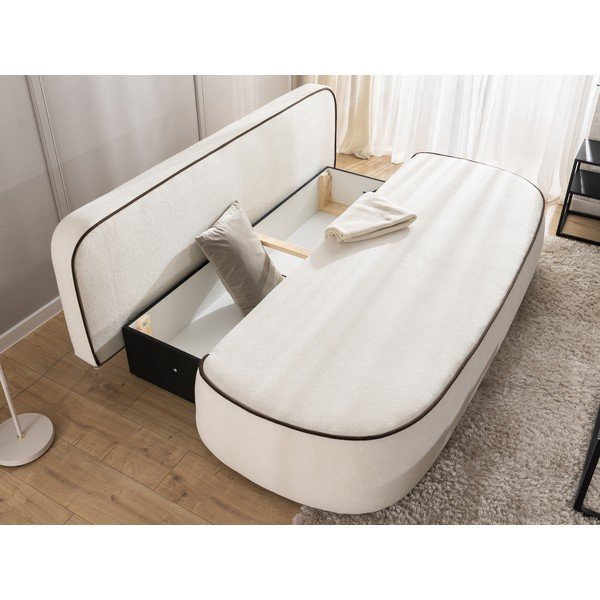 Brūns/krēmkrāsas samta salokāms/ar uzglabāšanas vietu dīvāns 210 cm Saga – Ropez-image-3