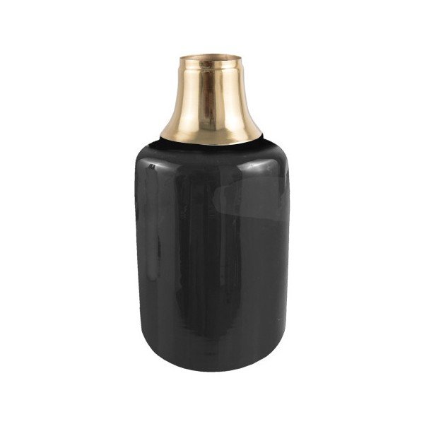 Melna vāze ar zelta detaļām PT LIVING Shine, augstums 28 cm