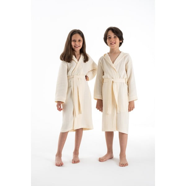 Krēmkrāsas muslīna bērnu halāts 9–10 gadu vecumam Muslin – Foutastic