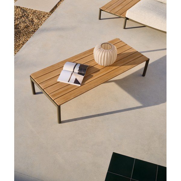 Tīkkoka masīvkoka dārza kafijas galdiņš 63x149 cm Sorells – Kave Home-image-1