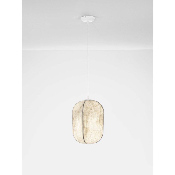 Balta metāla piekaramā lampa ar auduma abažūru ø 30 cm Pierida – Nova Luce-image-3
