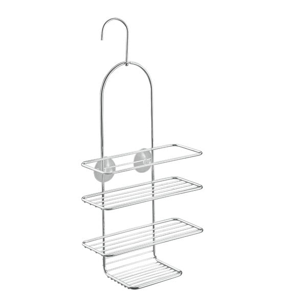 Spīdīgas sudraba krāsas tērauda piekarināms vannas istabas plaukts Luxy – Metaltex