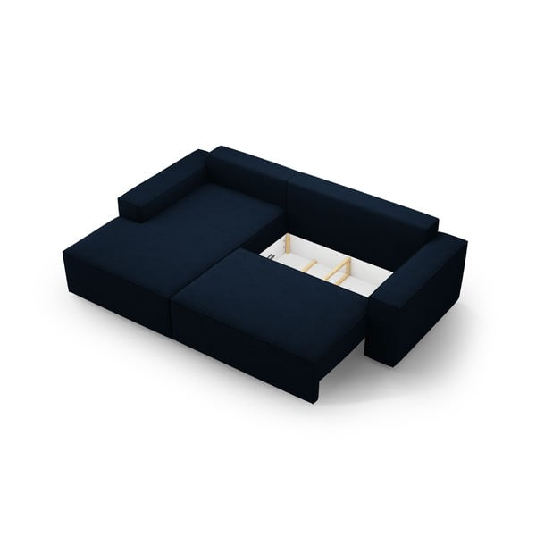 Tumši zils salokāms stūra dīvāns no buklē auduma (ar kreiso stūri) Jodie – Micadoni Home-image-4
