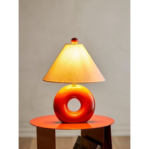 Sarkana/krēmkrāsas keramikas galda lampa ar auduma abažūru (augstums 42 cm) Panja – Bloomingville-image-4