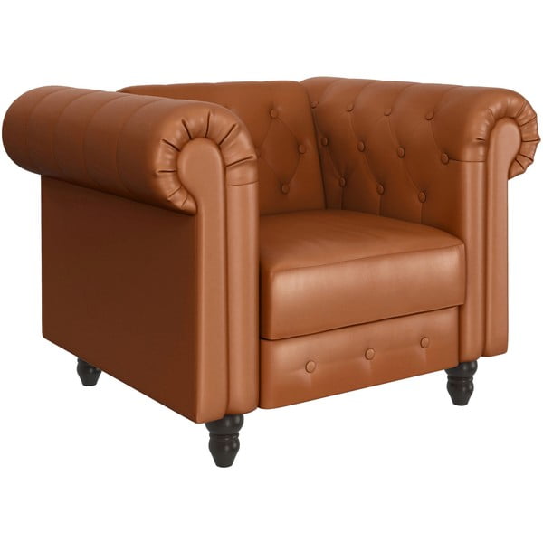 Konjakbrūns Chesterfield atpūtas krēsls no ādas imitācijas Felix – Støraa