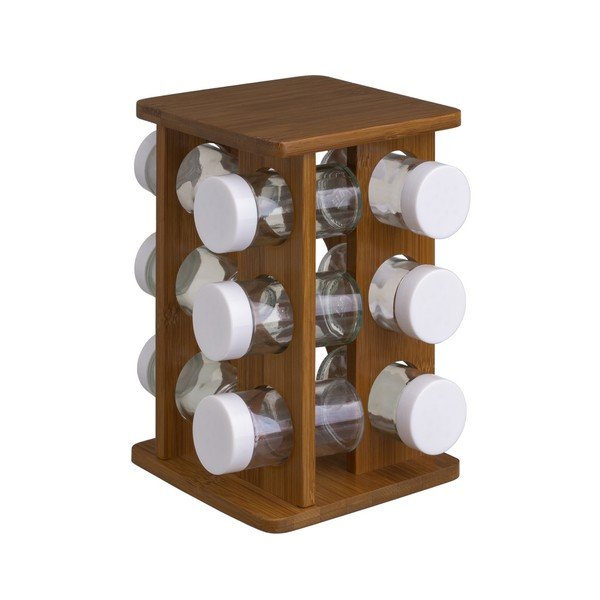 Garšvielu trauki ar statīvu (12 gab.) Bamboo Walnut – Casa Selección