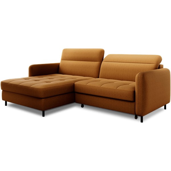 Dzeltens samta salokāms/ar uzglabāšanas vietu stūra dīvāns (ar kreiso stūri/ar zvilni) Gomsi – ELTAP-image-2