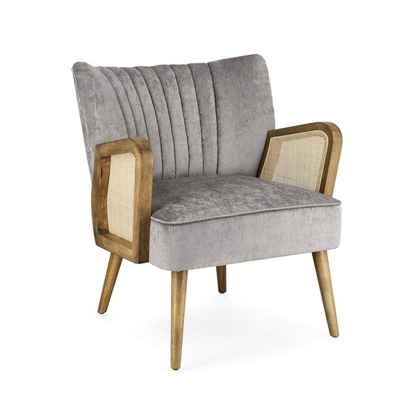 Pelēks samta atpūtas krēsls Virna – Bizzotto