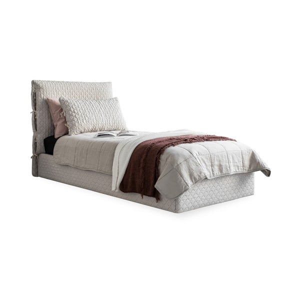 Bēša mīksta vienvietīga gulta ar režģi 90x200 cm Sleepy Luna – Miuform