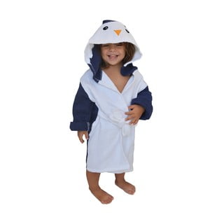 Balts/zils kokvilnas halāts bērniem S izmērs Penguin – Rocket Baby