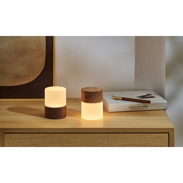 Tumši brūna dimmējama galda lampa ar stikla abažūru (augstums 10,5 cm) Lemelia – Gingko-image-2