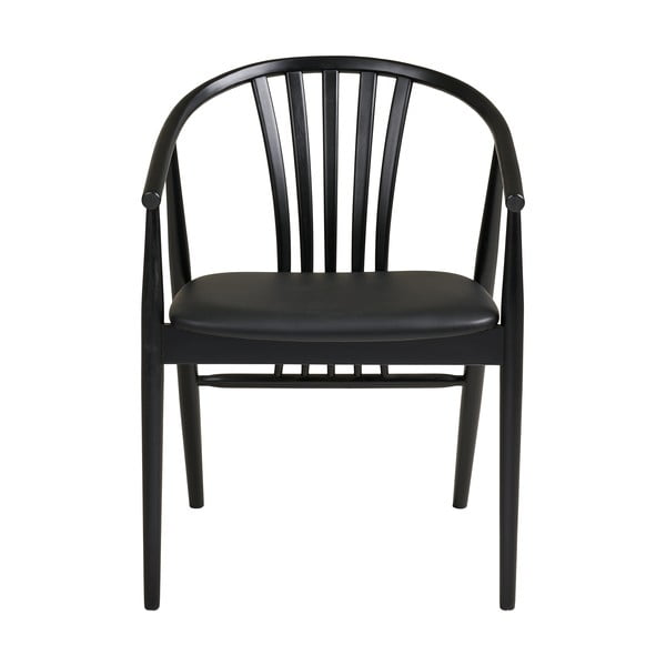 Melns dižskābarža masīvkoka pusdienu krēsls ar roku balstiem Agustin – House Nordic-image-2