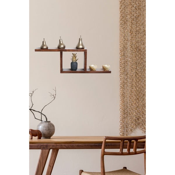 Dabīga toņa daudzlīmeņu egles masīvkoka sienas plaukts 17 cm Linn – Kalune Design-image-1