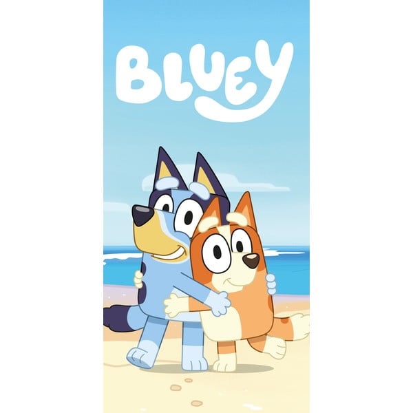 Zils/bēšs kokvilnas bērnu dvielis 70x140 cm Bluey "Beach" – Jerry Fabrics