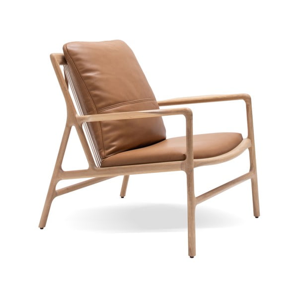 Brūns/dabīga toņa ādas krēsls Dedo – Gazzda