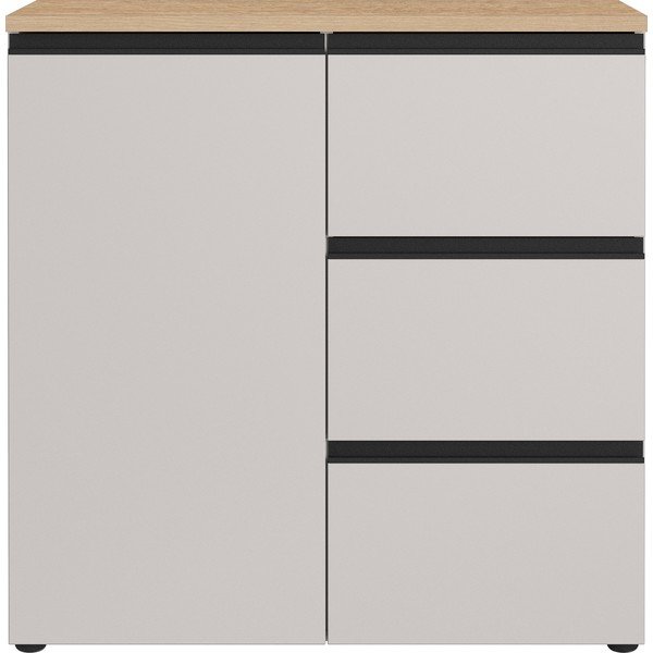 Pelēkbēša/gaiša dabīga toņa kumode 90x91x41 cm Cormano – Germania-image-4