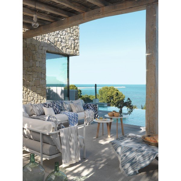 Pelēks un zils pleds ar kokvilnu Euromant Mallorca, 140 x 160 cm-image-2