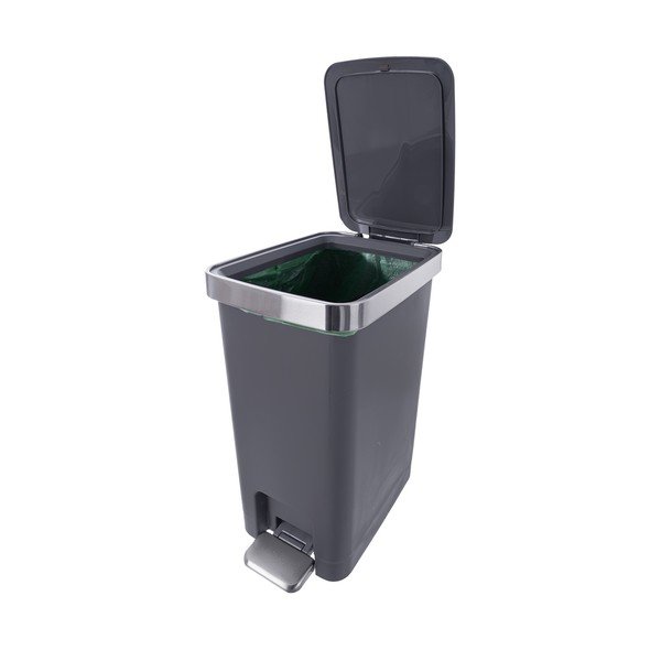 Pelēka plastmasas atkritumu tvertne ar pedāli 15 l Premier – Orion-image-2