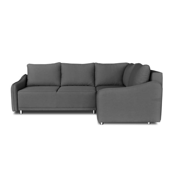 Tumši pelēka stūra dīvāns-guļamā gulta Windsor & Co. Dīvāni Delta, labais stūris