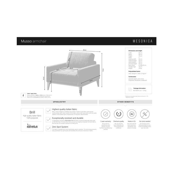 Zils krēsls ar koka kājām MESONICA Musso Tufted-image-4