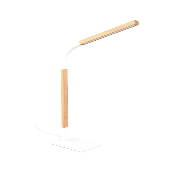 Balta/dabīga toņa LED galda lampa ar regulējamu spilgtumu un koka abažūru (augstums 73,5 cm) Norris – Trio-image-1