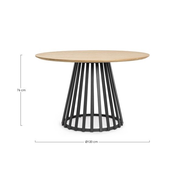 Apaļš ēdamgalds ar oškoka imitācijas galda virsmu ø 120 cm Cillian – Bizzotto-image-4