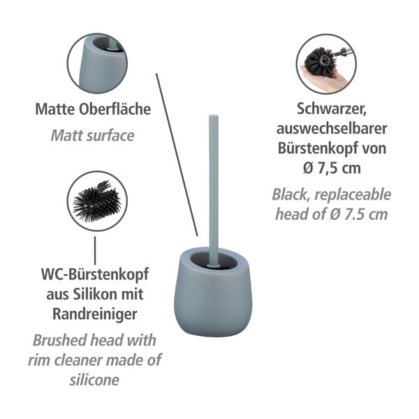 Pelēka keramikas tualetes birste Wenko Badi-image-3