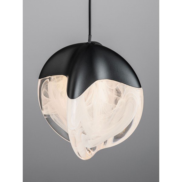 Matēti melna alumīnija LED piekaramā lampa ar regulējamu spilgtumu ar stikla abažūru ø 12 cm Alicia – Nova Luce-image-2