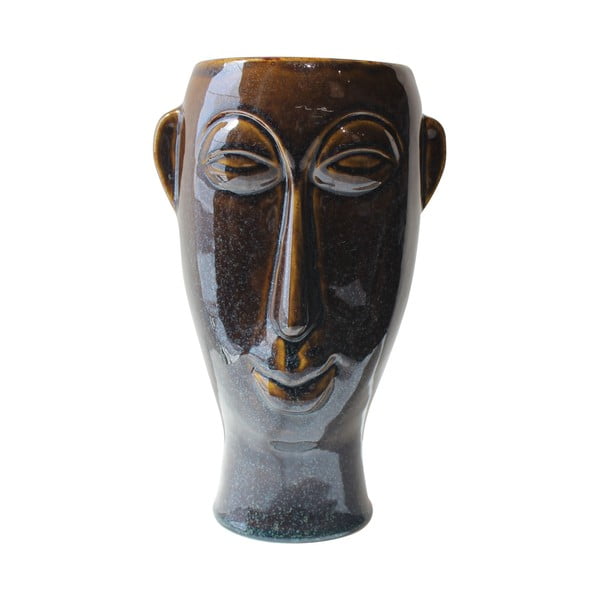 Tumši brūna porcelāna vāze PT LIVING Mask, augstums 27,2 cm