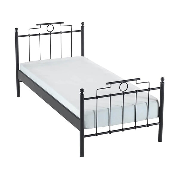 Melna metāla vienvietīga gulta ar režģi 120x200 cm Hatkus – Kalune Design