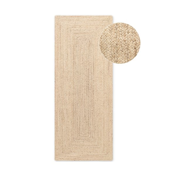 Gaiša dabīga toņa divpusējs/ar rokām darināts džutas celiņa paklājs 80x200 cm Sharmila Natural White – Hanse Home