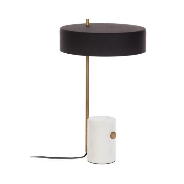 Balta/melna galda lampa ar metāla abažūru (augstums 53 cm) Phant – Kave Home