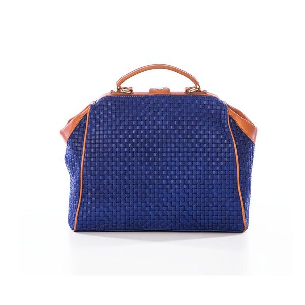 Ādas rokassoma Federica Bassi Braid Blue-image-2