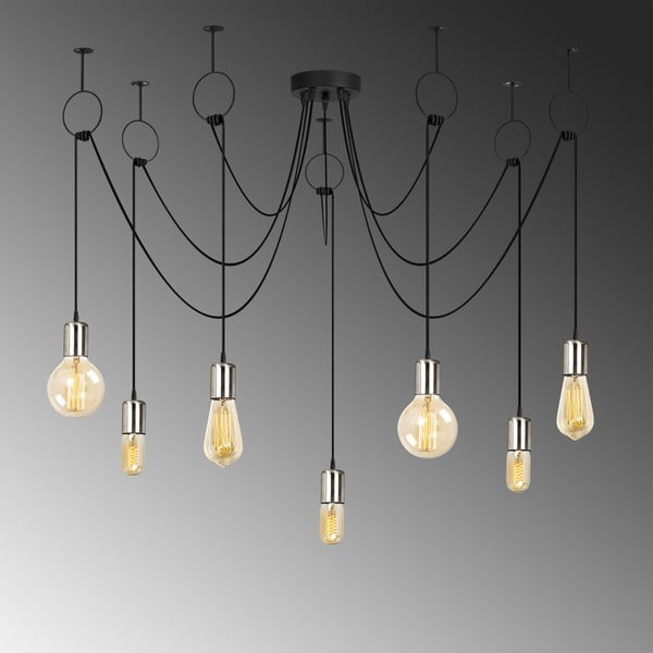 Melns griestu lampa ar 7 spuldzēm Opviq lights Sirin-image-1