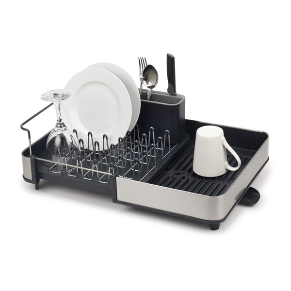 Tumši pelēks nerūsējošā tērauda pielāgojams trauku žāvētājs 36x32 cm Extend Steel – Joseph Joseph-image-4