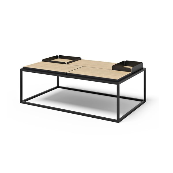 Melns/dabīga toņa žurnālgaldiņš ar ozolkoka imitācijas galda virsmu 75x120 cm Douro – TemaHome-image-2