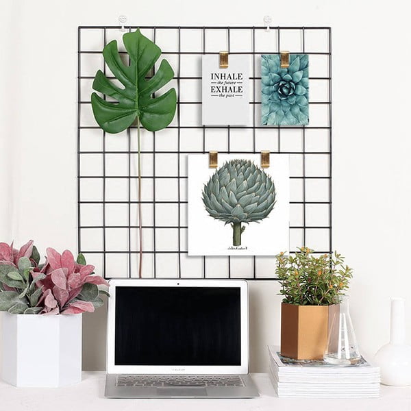 Melns metāla atgādinājumu dēlis ar 10 piespraudēm Reminder, 60 x 60 cm-image-1